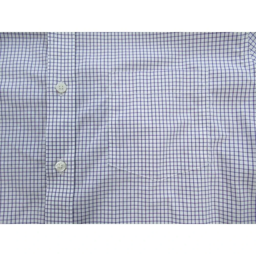 J. CREW Thompson Shirt Men’s Large 16-16.5 Wrinkle Free Long Slv Check Purple